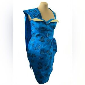 ❌ Sold Cerulean Blue hourglass Sarong Dress XL